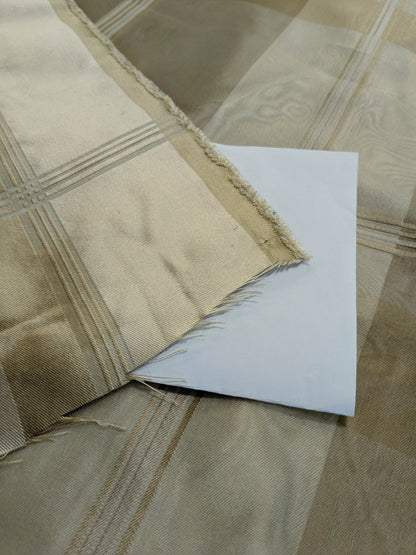 Scalamandre Iridescent Plaid in Champagne Cream Pale Gold Silk Organza Semi-sheer - By The Yard