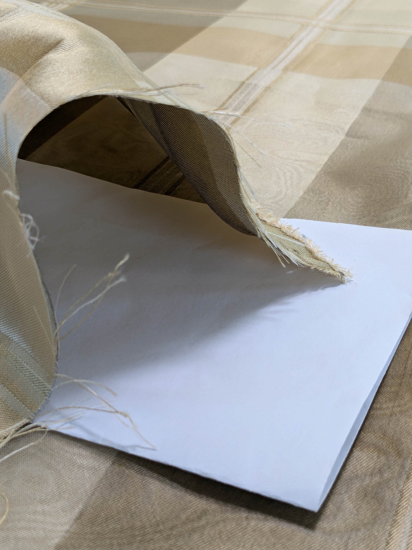 Scalamandre Iridescent Plaid in Champagne Cream Pale Gold Silk Organza Semi-sheer - By The Yard