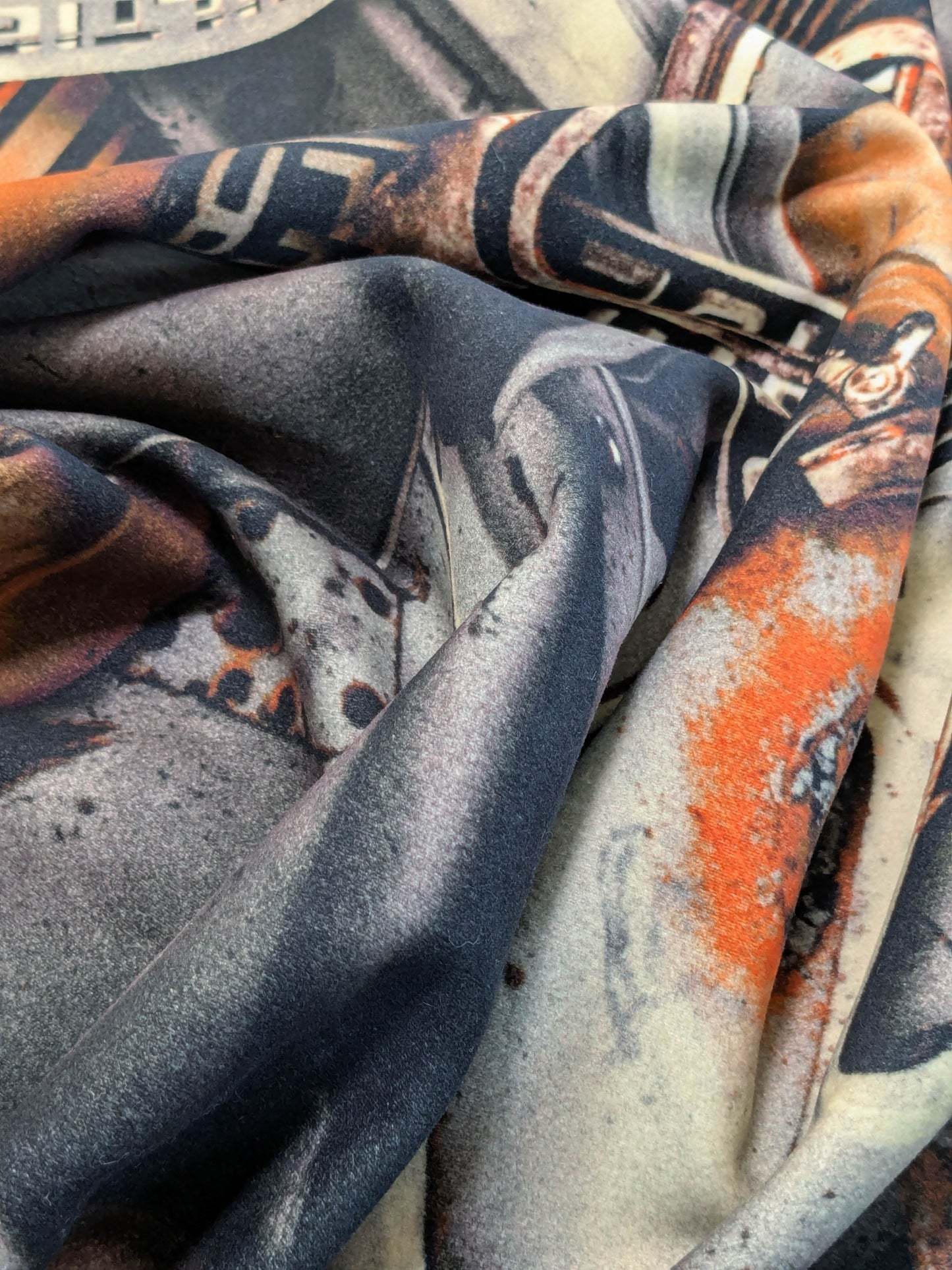 Scalamandre Gaultier Fangio Terra Cotton Print Formula One Race Car Metal Art - Gray Orange - By The Yard