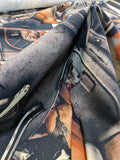 Scalamandre Gaultier Fangio Terra Cotton Print Formula One Race Car Metal Art - Gray Orange - By The Yard