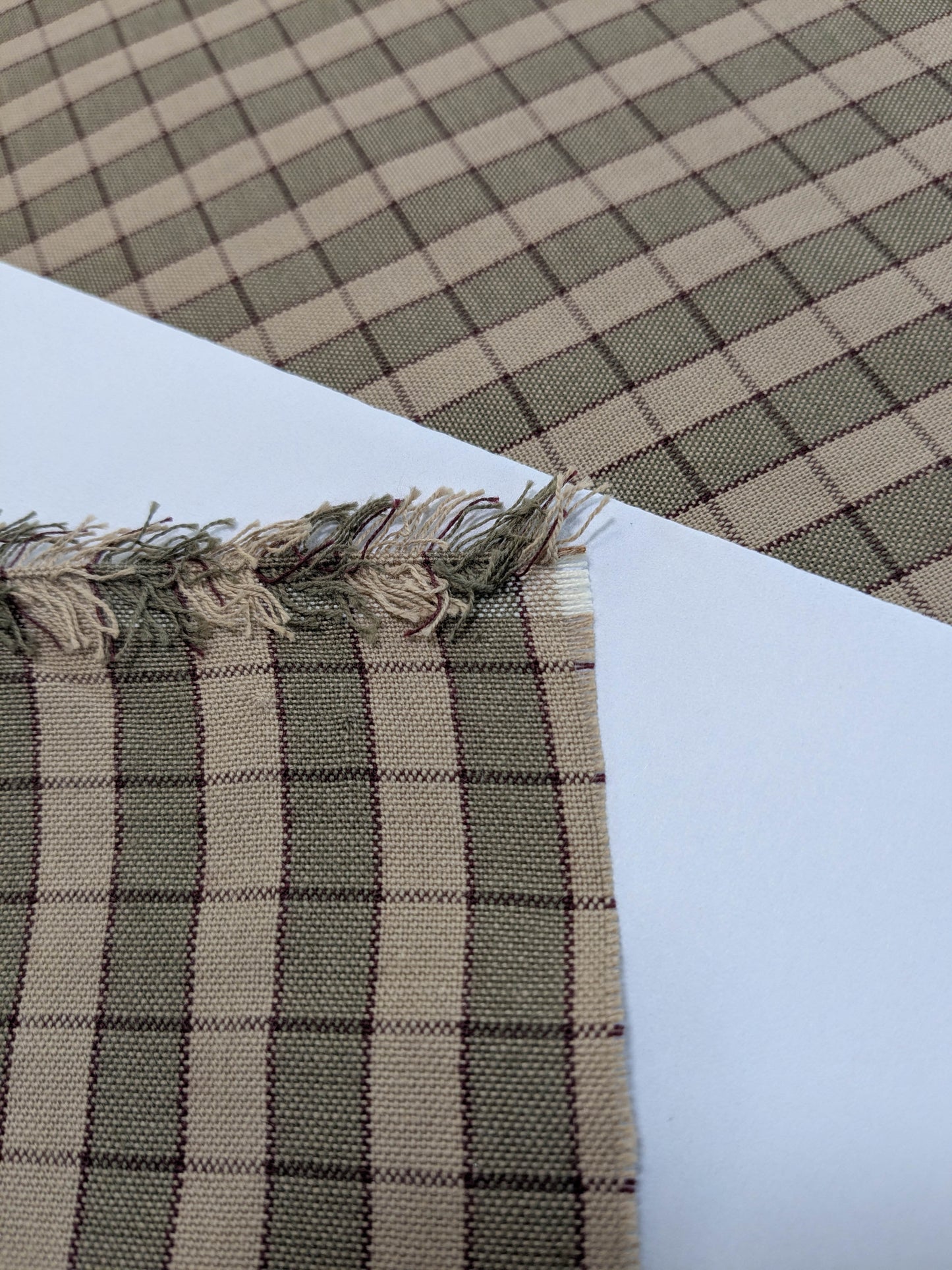 Scalamandre Oxford Check Tan and Plum Cotton Plaid from France - Red Sage Green Light Brown - By The Yard
