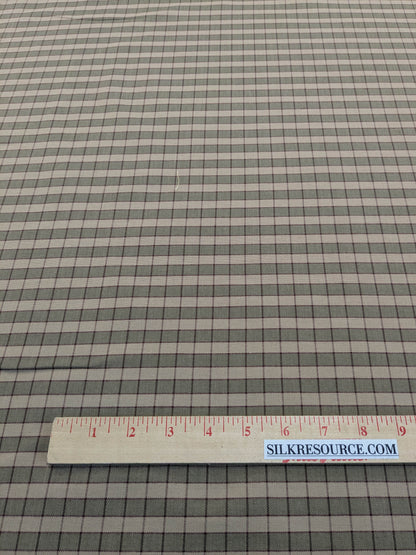 Scalamandre Oxford Check Tan and Plum Cotton Plaid from France - Red Sage Green Light Brown - By The Yard