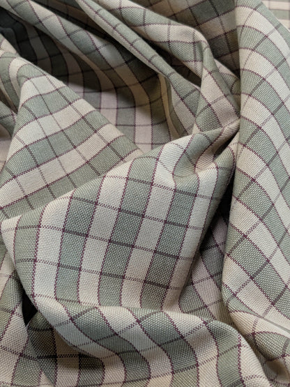 Scalamandre Oxford Check Tan and Plum Cotton Plaid from France - Red Sage Green Light Brown - By The Yard