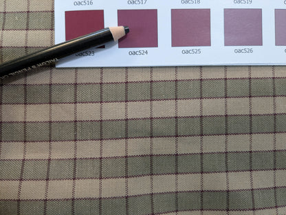 Scalamandre Oxford Check Tan and Plum Cotton Plaid from France - Red Sage Green Light Brown - By The Yard