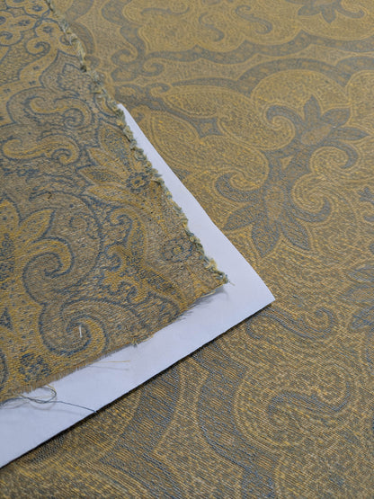 Scalamandre Ahmadpur Cerulean Paisley Medallion Cotton Linen - Gold Blue - By The Yard