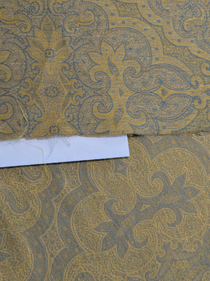 Scalamandre Ahmadpur Cerulean Paisley Medallion Cotton Linen - Gold Blue - By The Yard