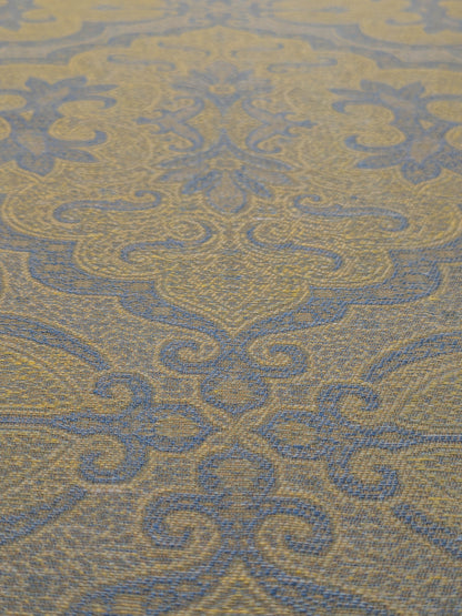 Scalamandre Ahmadpur Cerulean Paisley Medallion Cotton Linen - Gold Blue - By The Yard