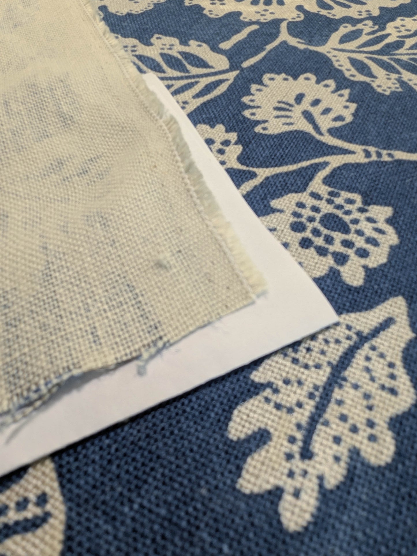 Scalamandre  Calais Linen Print Indigo Blue White Mediterranean Pomegranate Block Print Heavy Linen MSRP USD300+/y - By The Yard