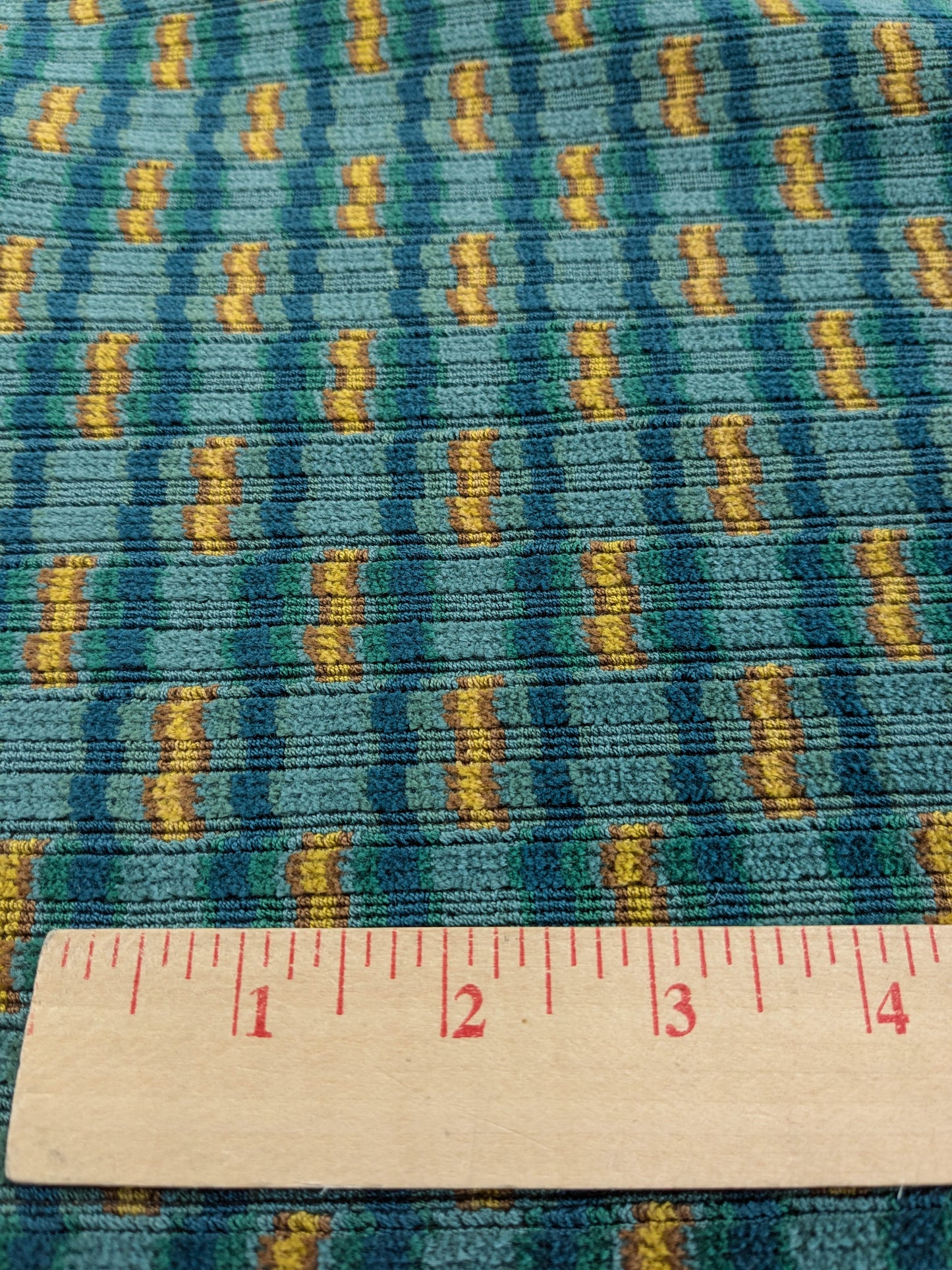 Scalamandre Rambouillet Turquoise Gold Blue Geometric Stripe Texture Cotton - By The Yard
