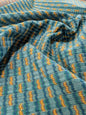 Scalamandre Rambouillet Turquoise Gold Blue Geometric Stripe Texture Cotton - By The Yard