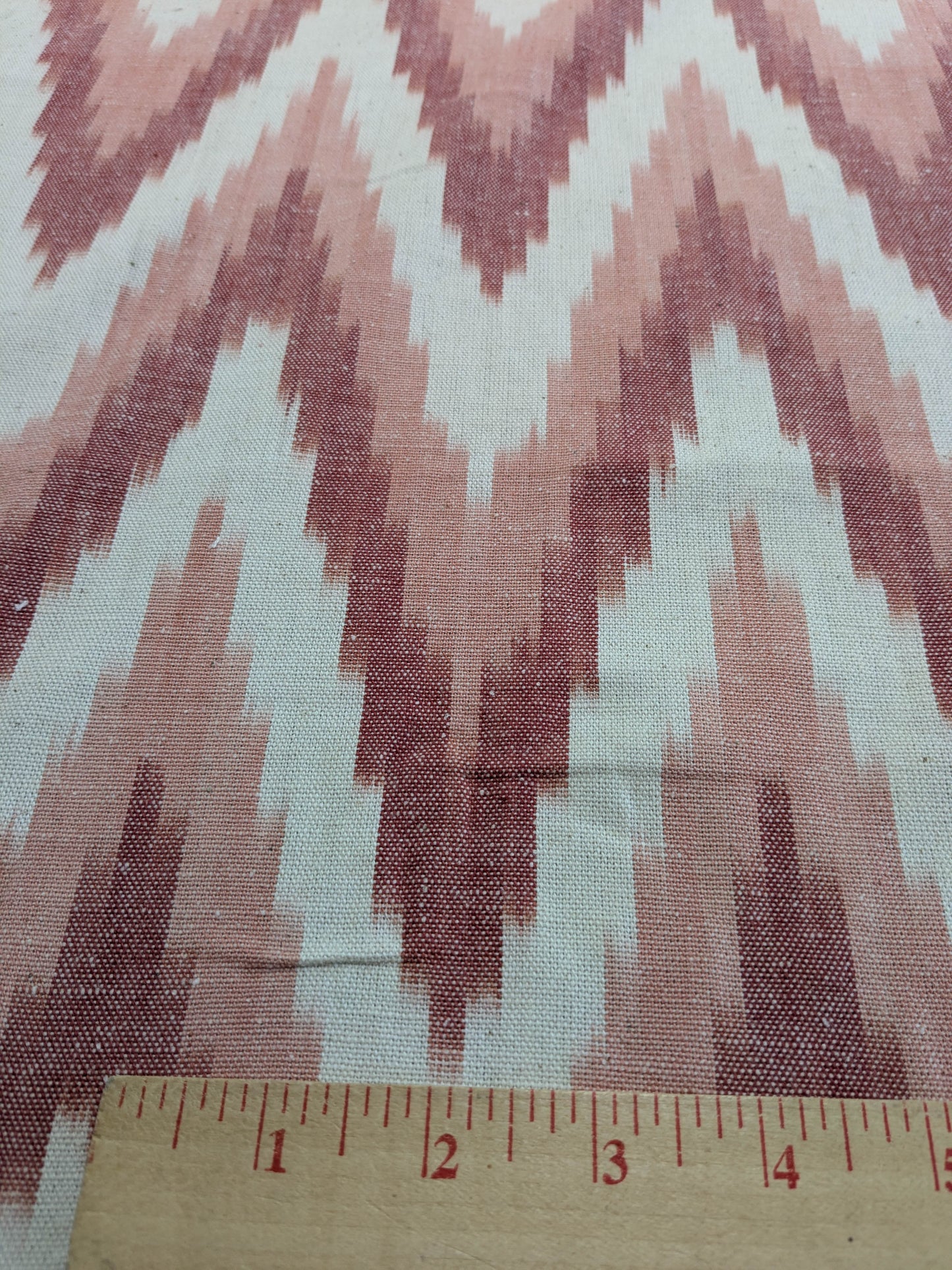 Scalamandre Adras Ikat Weave Coral  Chevron Herringbone Cotton - Pink Red White - By The Yard