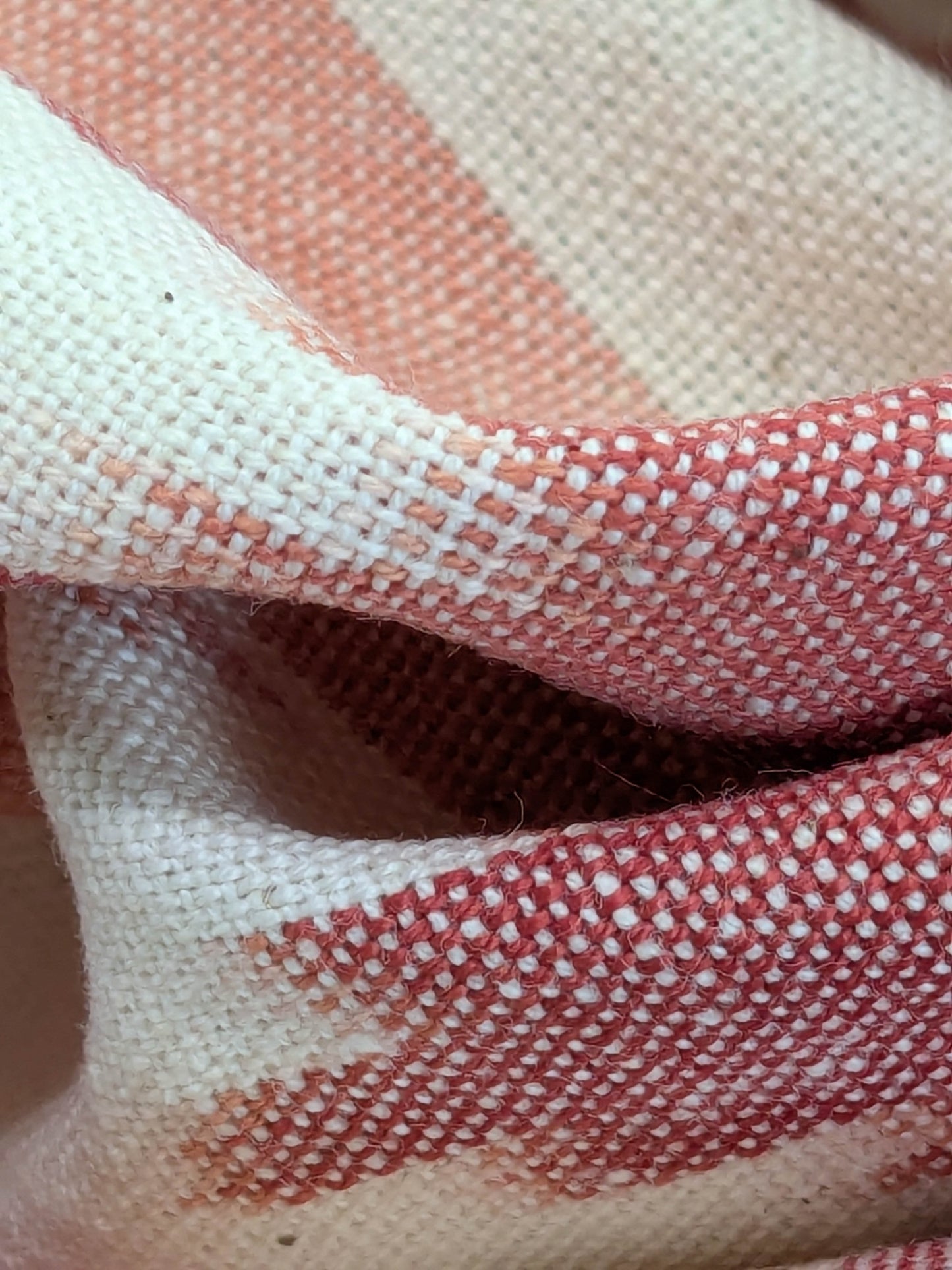 Scalamandre Adras Ikat Weave Coral  Chevron Herringbone Cotton - Pink Red White - By The Yard