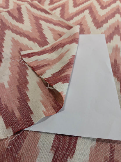 Scalamandre Adras Ikat Weave Coral  Chevron Herringbone Cotton - Pink Red White - By The Yard
