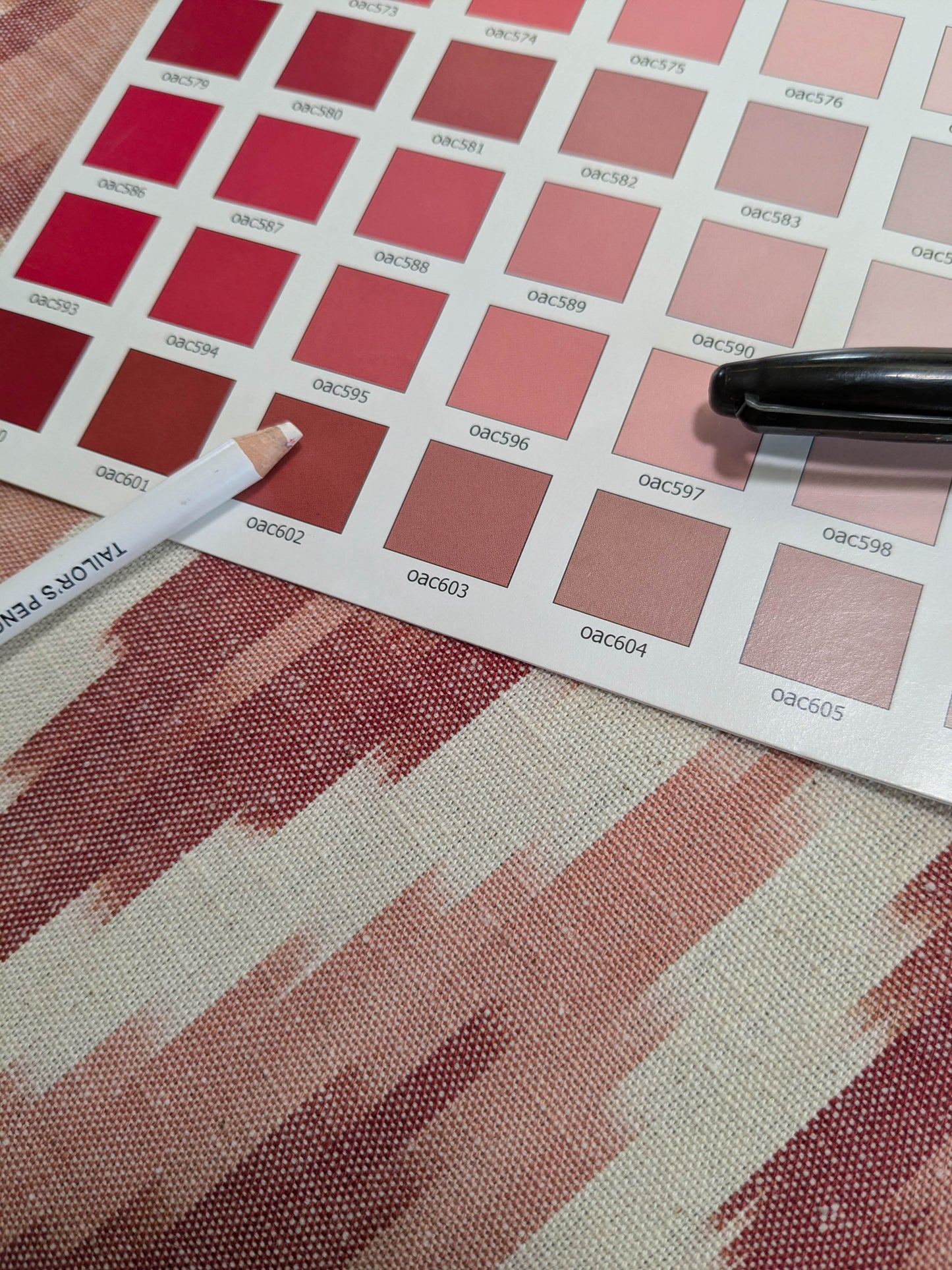 Scalamandre Adras Ikat Weave Coral  Chevron Herringbone Cotton - Pink Red White - By The Yard