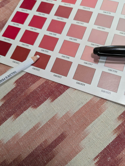 Scalamandre Adras Ikat Weave Coral  Chevron Herringbone Cotton - Pink Red White - By The Yard