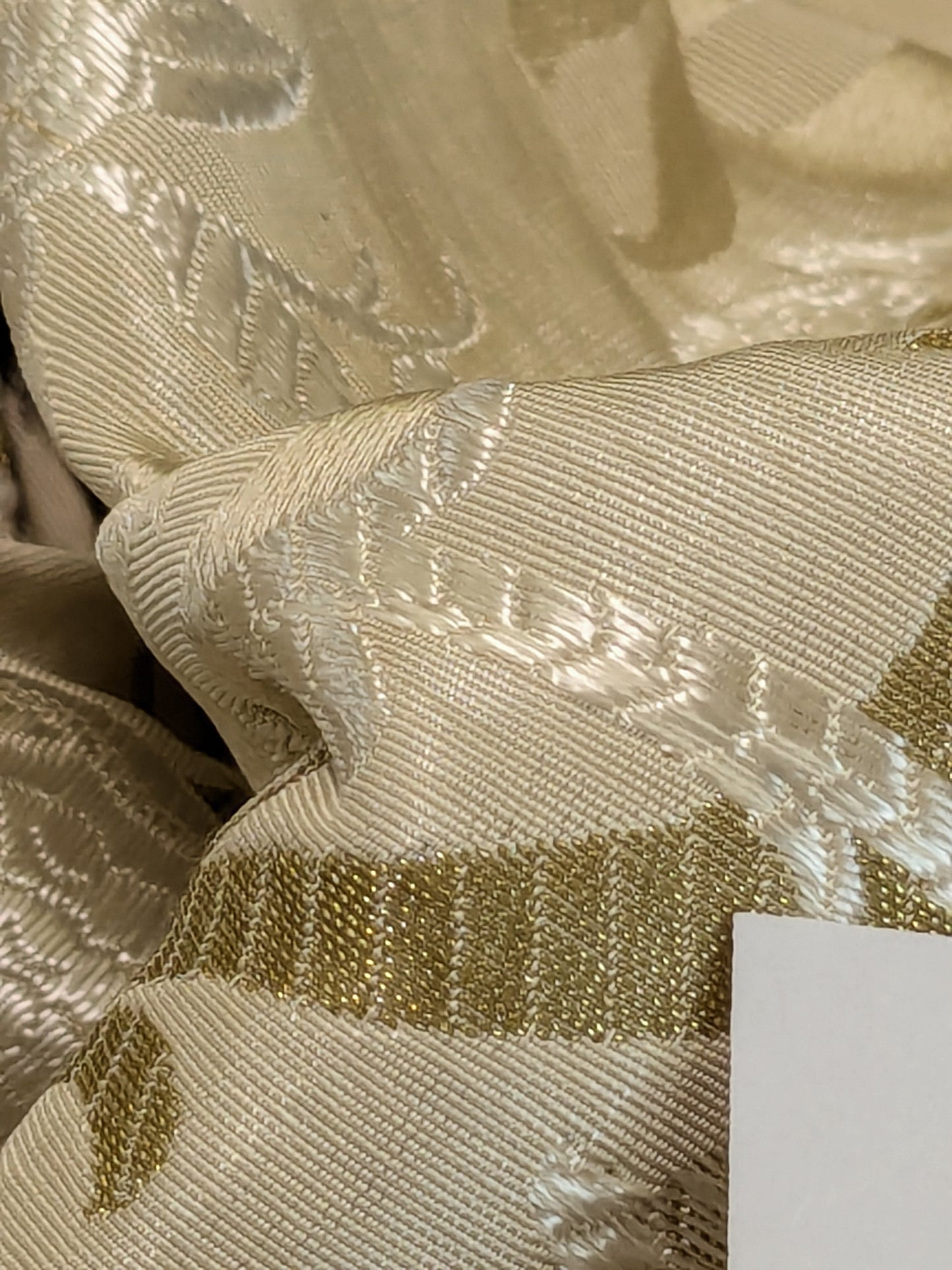 Scalamandre Old World Weavers Allegra Lampas III Ivory Brown Silk Heavy - By The Yard - MSRP USD 796/Y