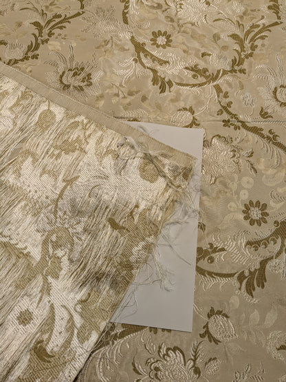 Scalamandre Old World Weavers Allegra Lampas III Ivory Brown Silk Heavy - By The Yard - MSRP USD 796/Y