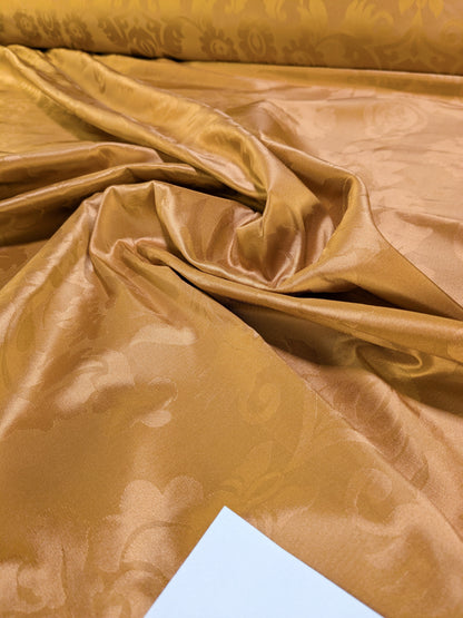 Simple Greek Damask 100% Silk Sunset Red Gold Rose Orange