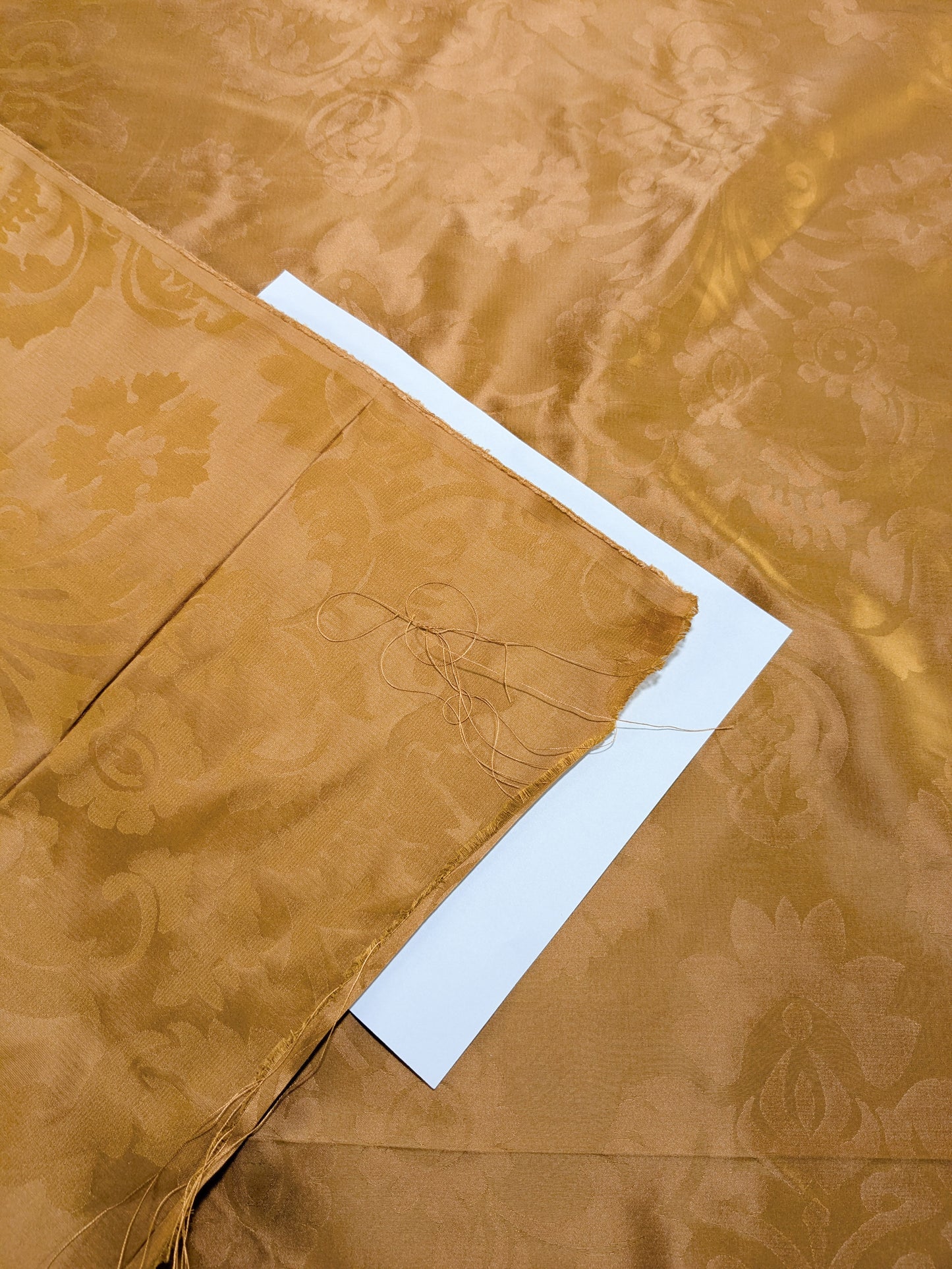 Simple Greek Damask 100% Silk Sunset Red Gold Rose Orange