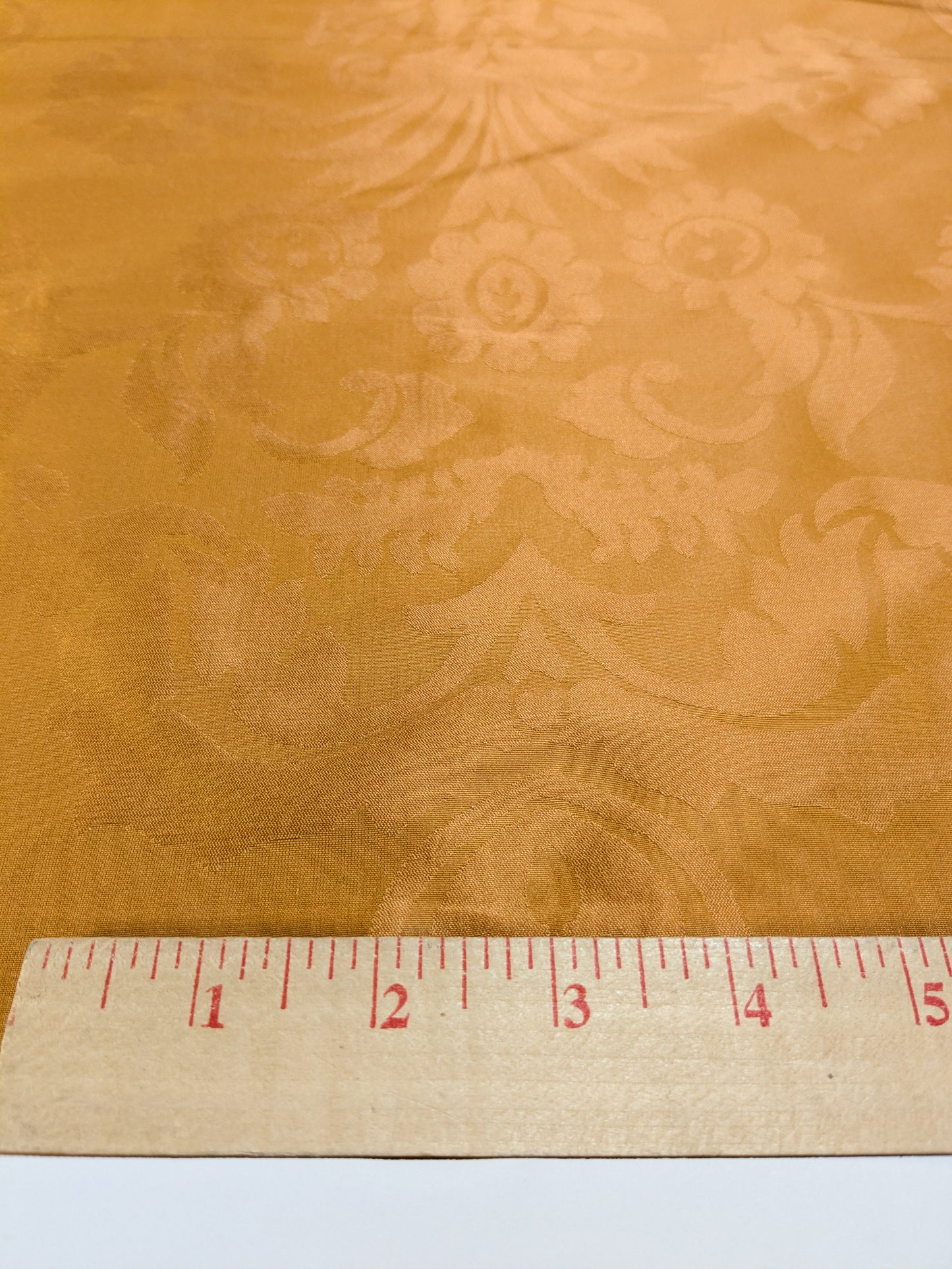 Simple Greek Damask 100% Silk Sunset Red Gold Rose Orange