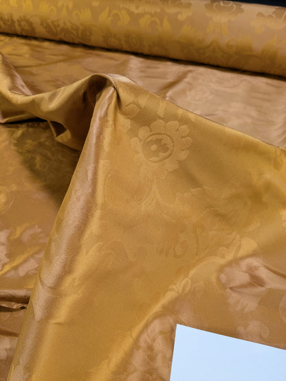 Simple Greek Damask 100% Silk Sunset Red Gold Rose Orange