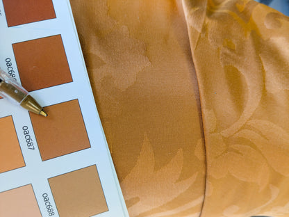 Simple Greek Damask 100% Silk Sunset Red Gold Rose Orange