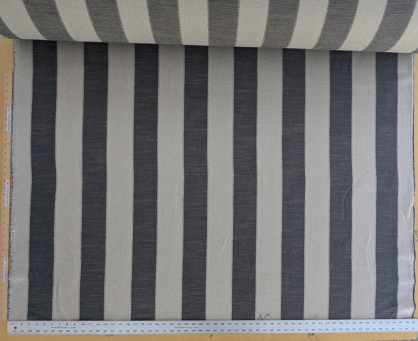 Scalamandre Indy Charcoal Black White Linen Cotton Blend Texture Stripe Sophisticated Heavy Duty - By The Yard
