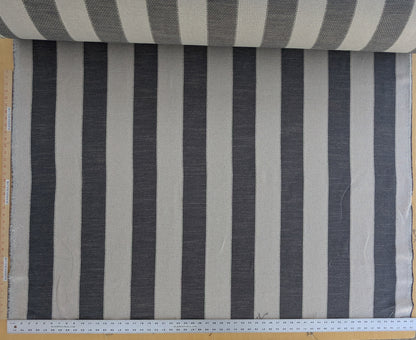 Scalamandre Indy Charcoal Black White Linen Cotton Blend Texture Stripe Sophisticated Heavy Duty - By The Yard