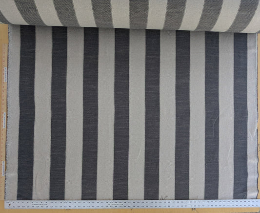 Scalamandre Indy Charcoal Black White Linen Cotton Blend Texture Stripe Sophisticated Heavy Duty - By The Yard