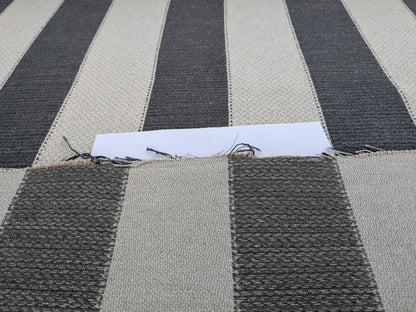 Scalamandre Indy Charcoal Black White Linen Cotton Blend Texture Stripe Sophisticated Heavy Duty - By The Yard