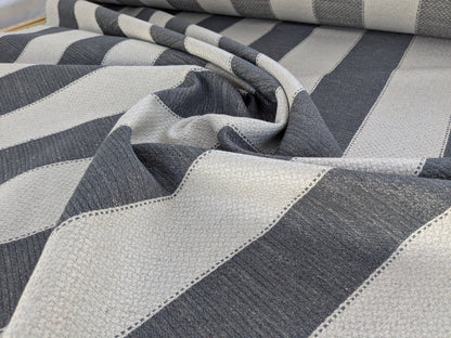 Scalamandre Indy Charcoal Black White Linen Cotton Blend Texture Stripe Sophisticated Heavy Duty - By The Yard