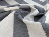 Scalamandre Indy Charcoal Black White Linen Cotton Blend Texture Stripe Sophisticated Heavy Duty - By The Yard