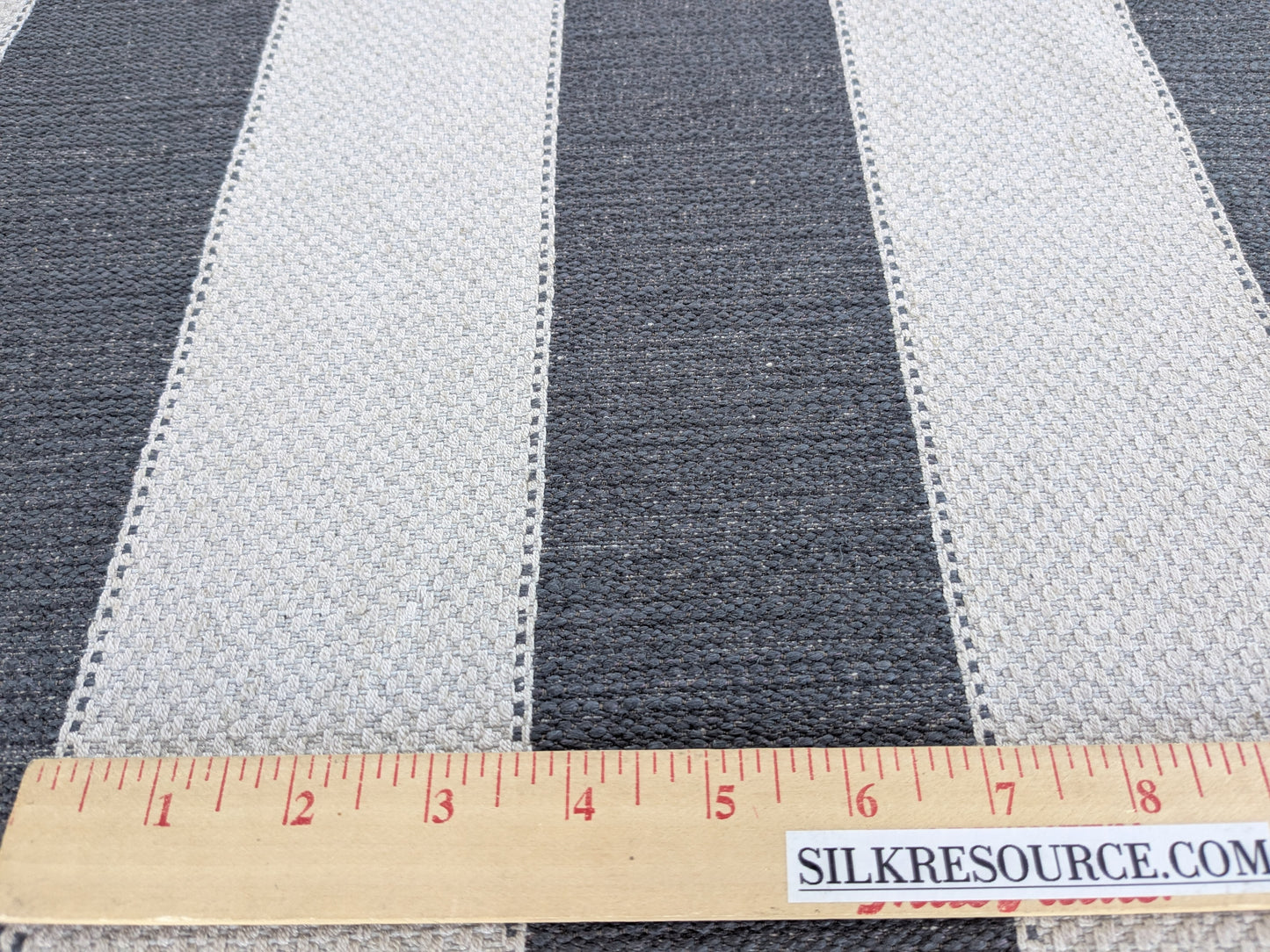 Scalamandre Indy Charcoal Black White Linen Cotton Blend Texture Stripe Sophisticated Heavy Duty - By The Yard