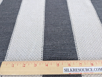 Scalamandre Indy Charcoal Black White Linen Cotton Blend Texture Stripe Sophisticated Heavy Duty - By The Yard