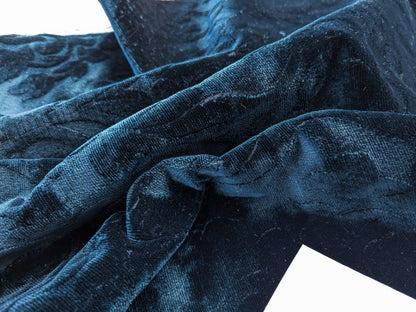 By yard Palazzo Grassi Gaufrage Silk Cut Velvet 100% Silk Pile Renaissance Damask Midnight Blue Pure Lux MSRP USD1000+/Y
