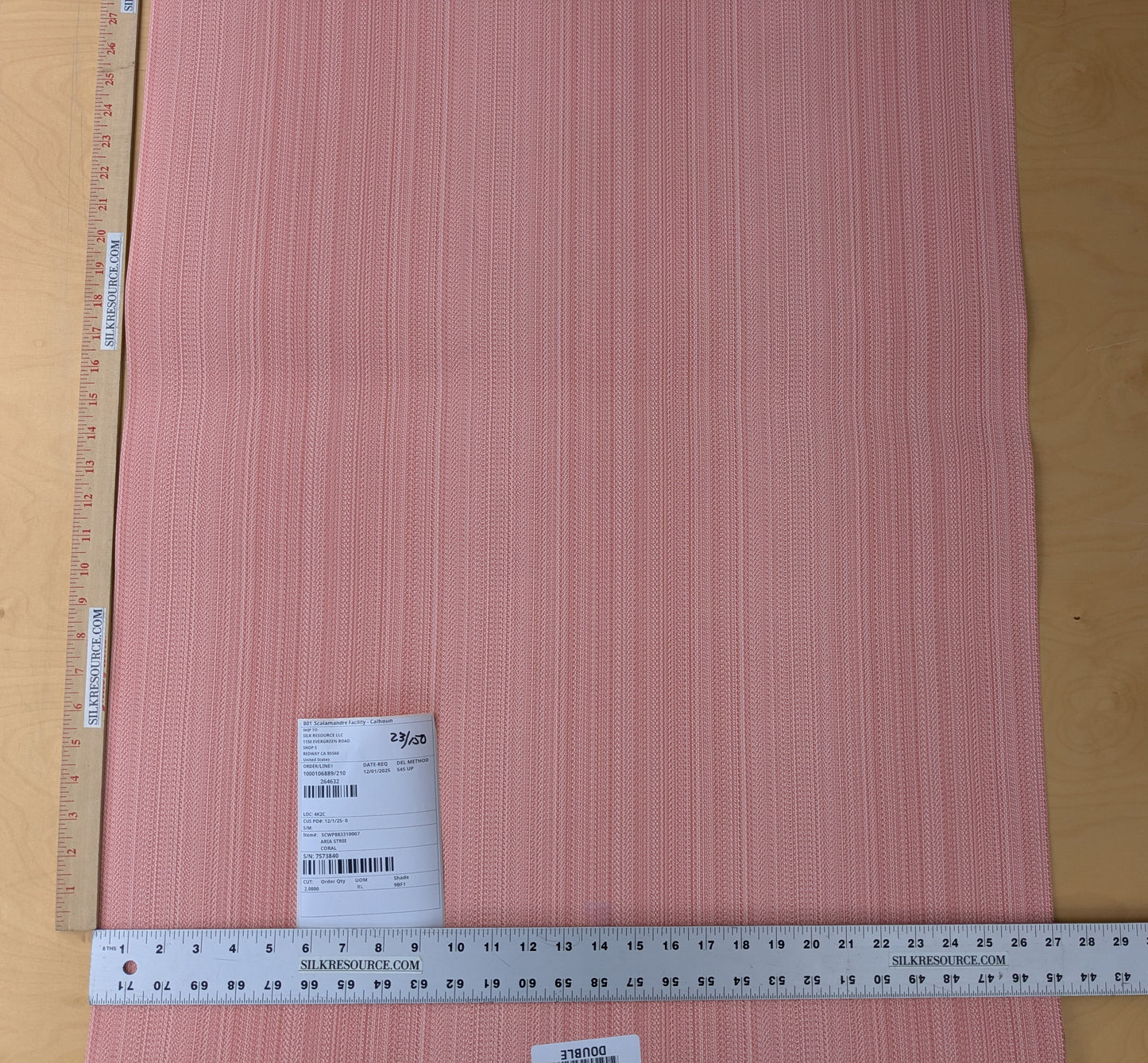 Scalamandre Aria Strie Coral Pink Wallpaper 5 Yards Single Roll MSRP USD 126/single Roll