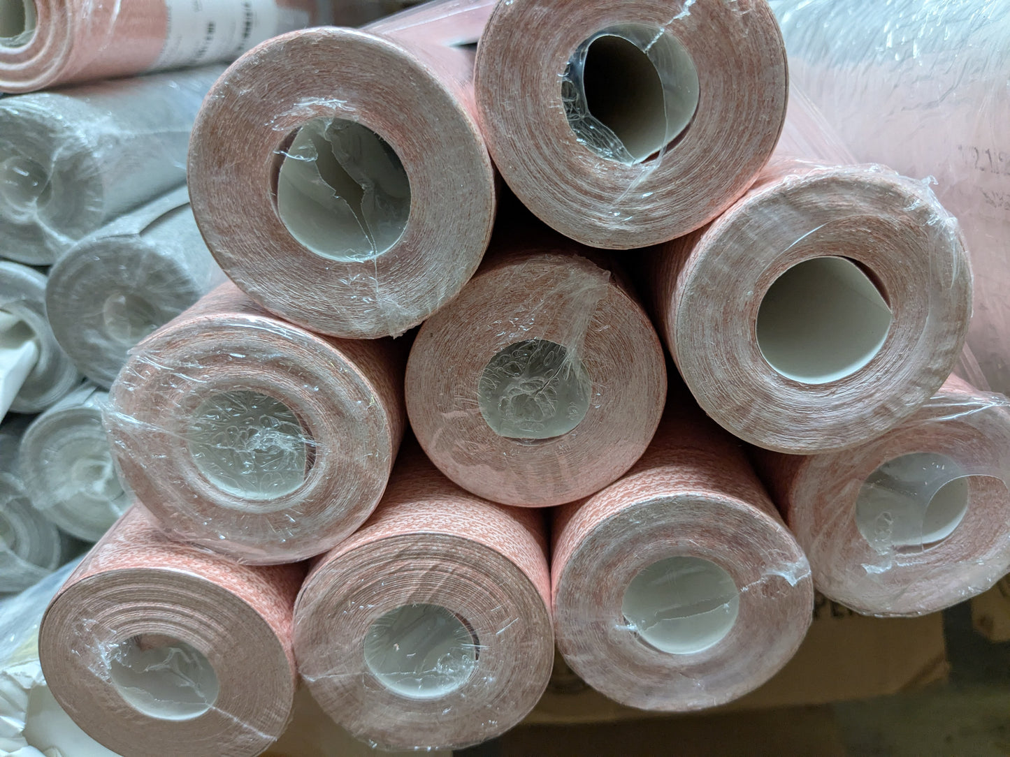 Scalamandre Aria Strie Coral Pink Wallpaper 5 Yards Single Roll MSRP USD 126/single Roll