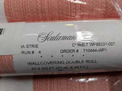 Scalamandre Aria Strie Coral Pink Wallpaper 5 Yards Single Roll MSRP USD 126/single Roll