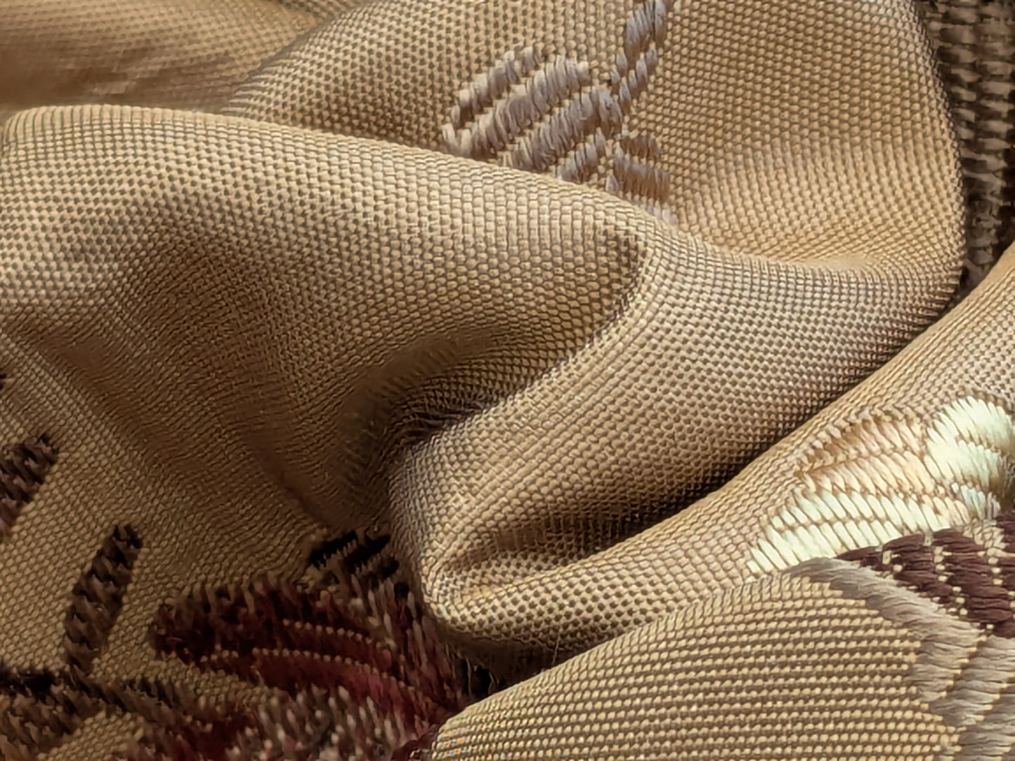 Decor de Paris French Flora Brown Floral Silk Lampas Multi on Cinnamon Red- By The Yard - MSRP $400+