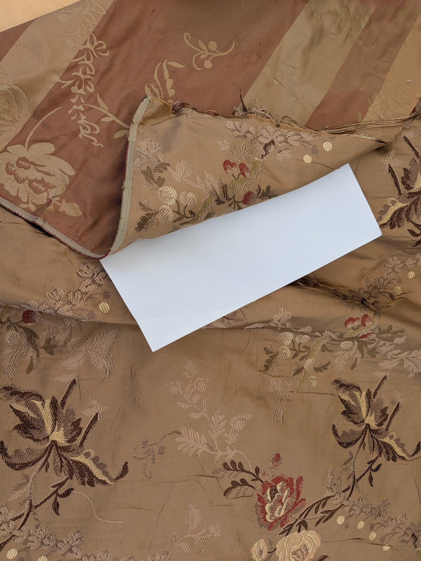 Decor de Paris French Flora Brown Floral Silk Lampas Multi on Cinnamon Red- By The Yard - MSRP $400+