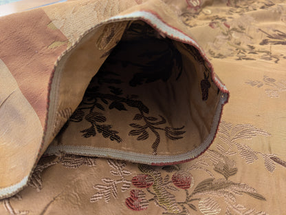 Decor de Paris French Flora Brown Floral Silk Lampas Multi on Cinnamon Red- By The Yard - MSRP $400+