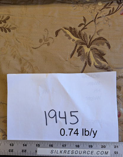 Decor de Paris French Flora Brown Floral Silk Lampas Multi on Cinnamon Red- By The Yard - MSRP $400+
