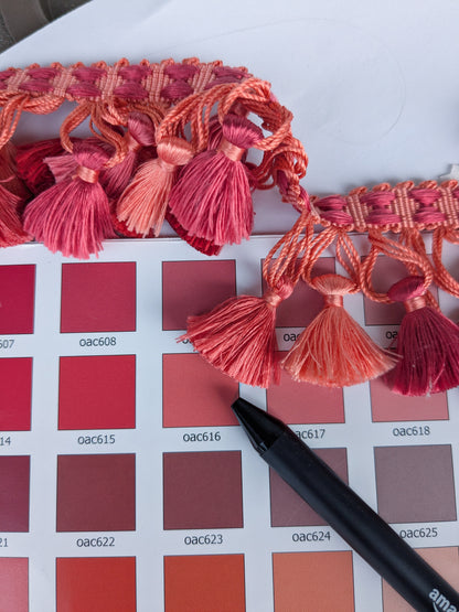 Scalamandre Moulin Persimmons 100% Silk Tassel Trim Hand Made Red Pink Rose MSRP USD280/y