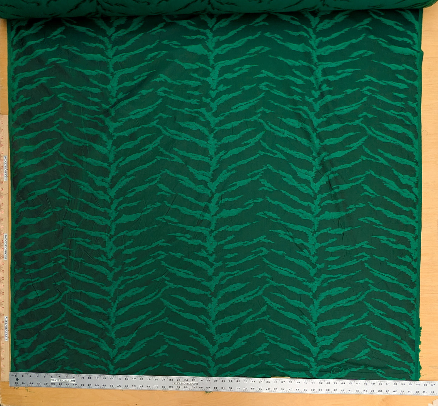 Jungle Zebra Safari Cheetah Tiger Silk Lampas Emerald Green Animal Skin By Yard