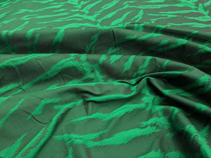 Jungle Zebra Safari Cheetah Tiger Silk Lampas Emerald Green Animal Skin By Yard