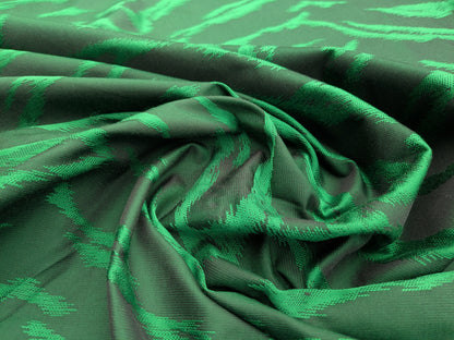 Jungle Zebra Safari Cheetah Tiger Silk Lampas Emerald Green Animal Skin By Yard
