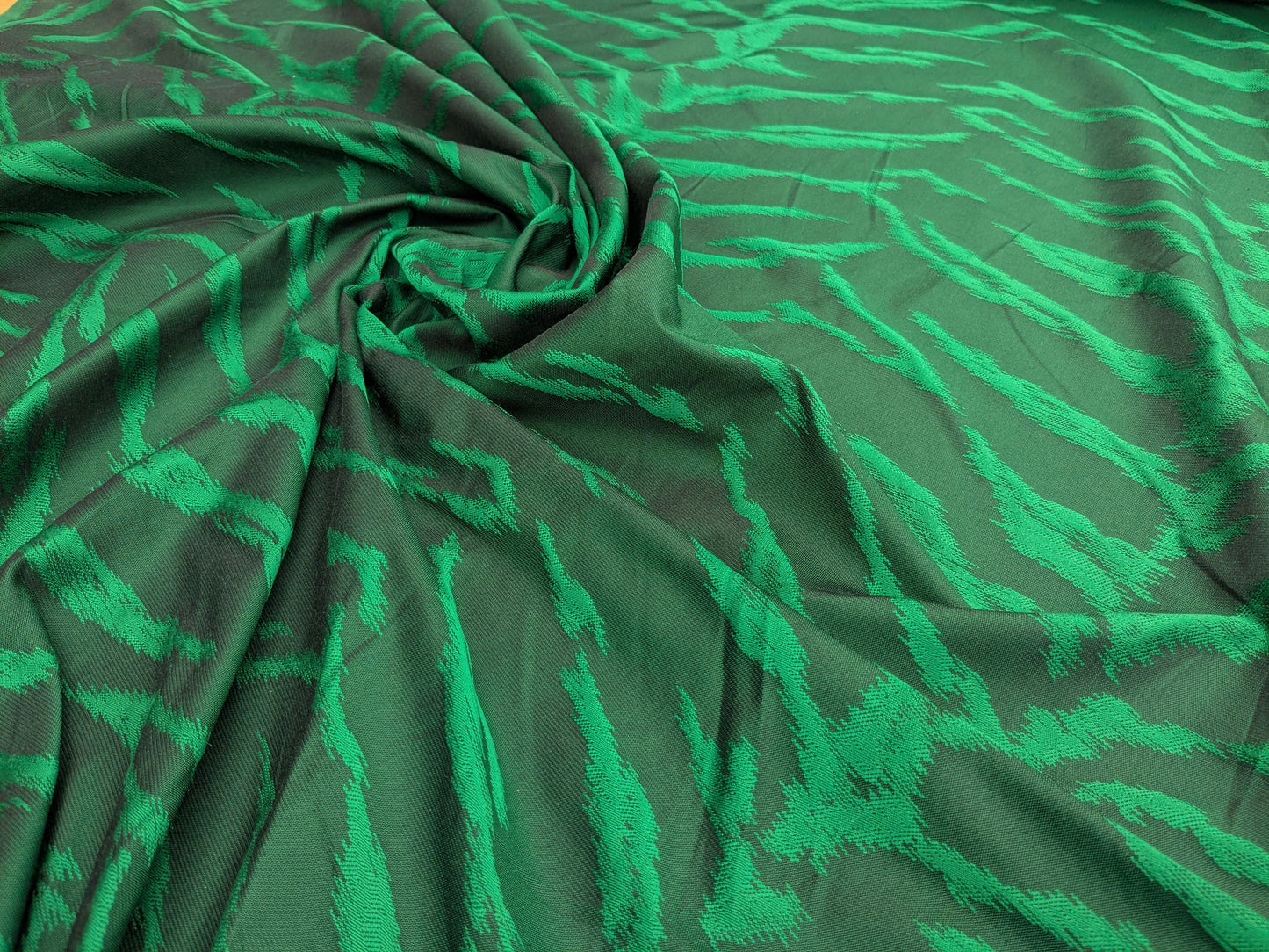 Jungle Zebra Safari Cheetah Tiger Silk Lampas Emerald Green Animal Skin By Yard