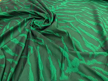 Jungle Zebra Safari Cheetah Tiger Silk Lampas Emerald Green Animal Skin By Yard