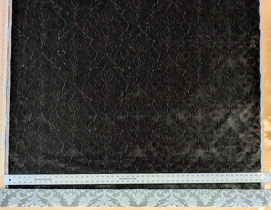 Palazzo Grassi Gaufrage Silk Velvet & Cut Velvet Olive Green Renaissance Damask MSRP $1000+/yard