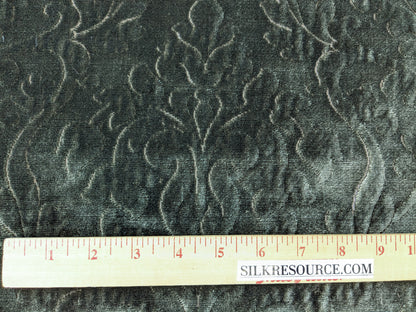 Palazzo Grassi Gaufrage Silk Velvet & Cut Velvet Olive Green Renaissance Damask MSRP $1000+/yard